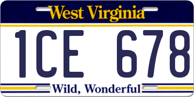 WV license plate 1CE678