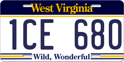 WV license plate 1CE680