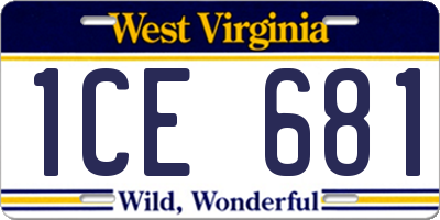 WV license plate 1CE681