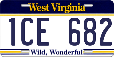 WV license plate 1CE682