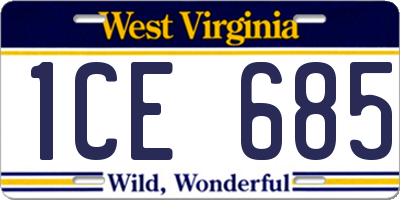 WV license plate 1CE685