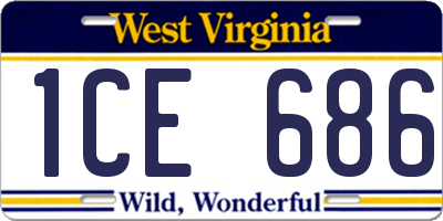 WV license plate 1CE686