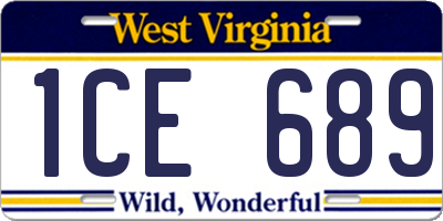 WV license plate 1CE689