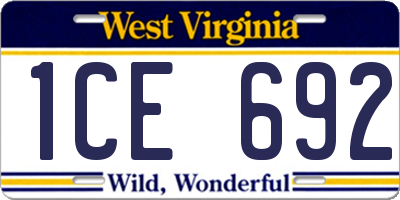 WV license plate 1CE692