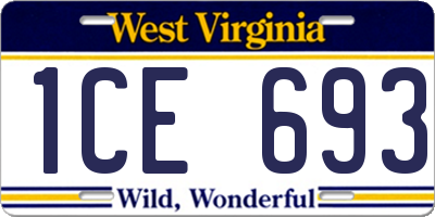 WV license plate 1CE693