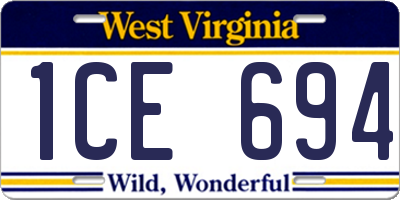 WV license plate 1CE694