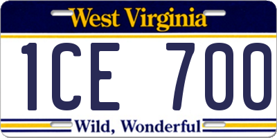 WV license plate 1CE700