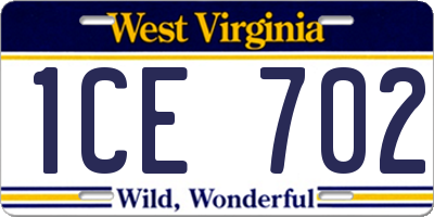 WV license plate 1CE702