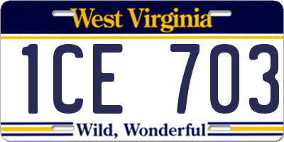 WV license plate 1CE703
