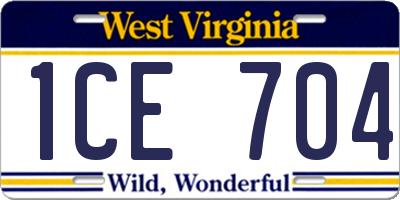 WV license plate 1CE704
