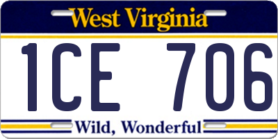 WV license plate 1CE706