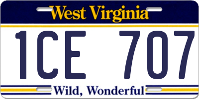 WV license plate 1CE707