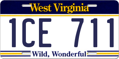 WV license plate 1CE711