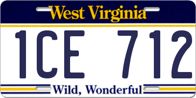 WV license plate 1CE712
