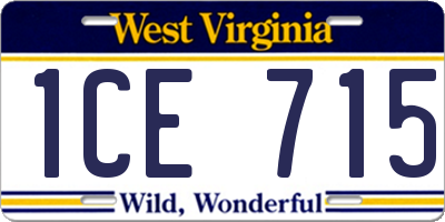 WV license plate 1CE715