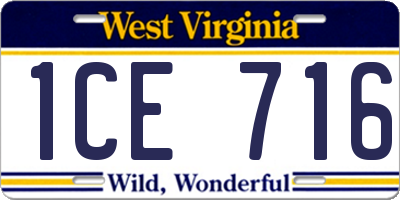 WV license plate 1CE716