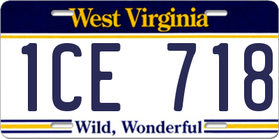 WV license plate 1CE718