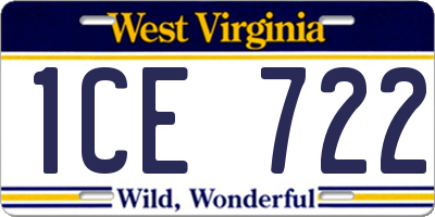 WV license plate 1CE722