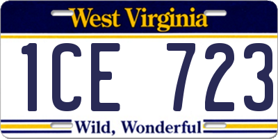 WV license plate 1CE723