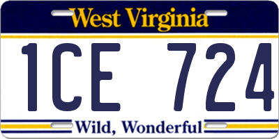 WV license plate 1CE724