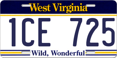 WV license plate 1CE725