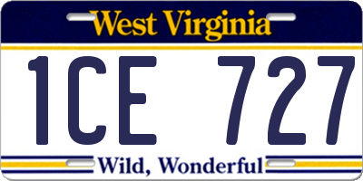 WV license plate 1CE727