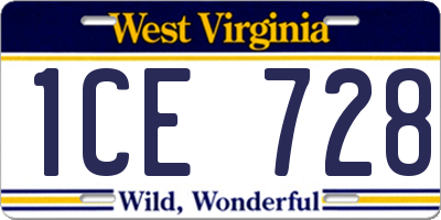 WV license plate 1CE728