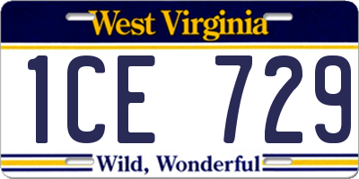 WV license plate 1CE729