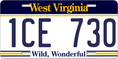 WV license plate 1CE730