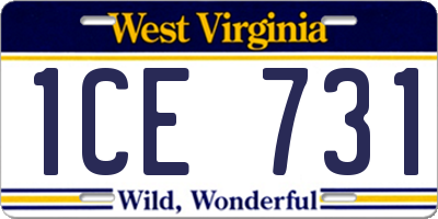 WV license plate 1CE731