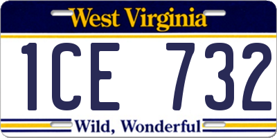 WV license plate 1CE732