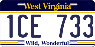 WV license plate 1CE733
