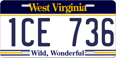 WV license plate 1CE736