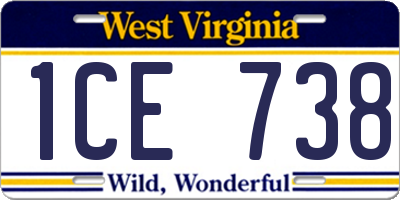 WV license plate 1CE738