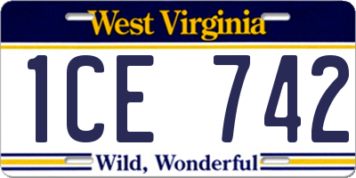 WV license plate 1CE742