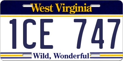WV license plate 1CE747