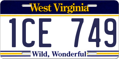 WV license plate 1CE749