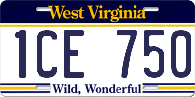 WV license plate 1CE750