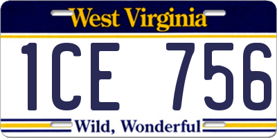 WV license plate 1CE756