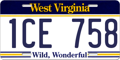 WV license plate 1CE758