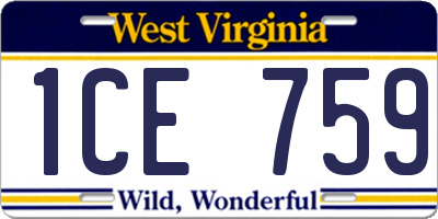 WV license plate 1CE759