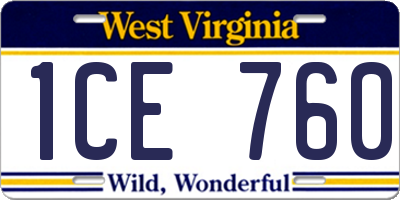 WV license plate 1CE760