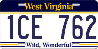 WV license plate 1CE762