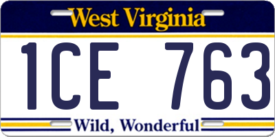 WV license plate 1CE763