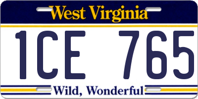 WV license plate 1CE765
