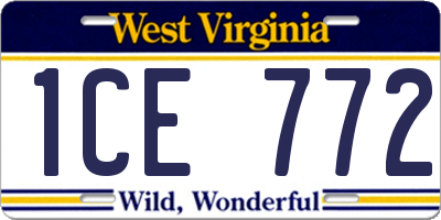 WV license plate 1CE772