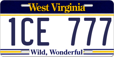 WV license plate 1CE777