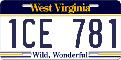 WV license plate 1CE781