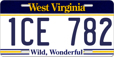 WV license plate 1CE782