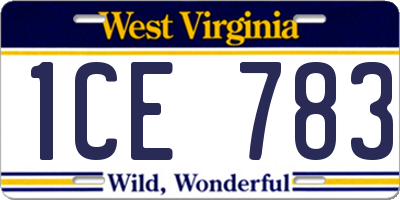 WV license plate 1CE783